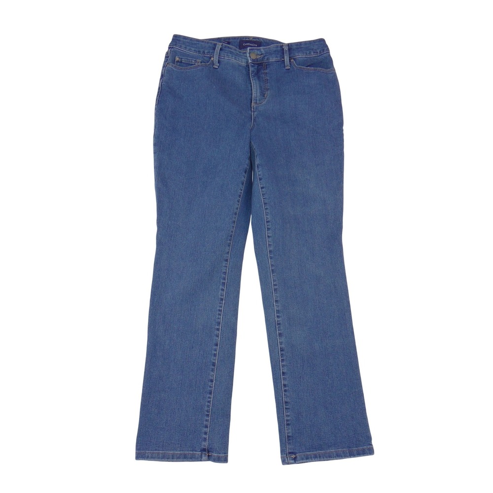 Charter Club Lexington Straight Leg Jeans Blue Medium Wash Petite 12P Stretch